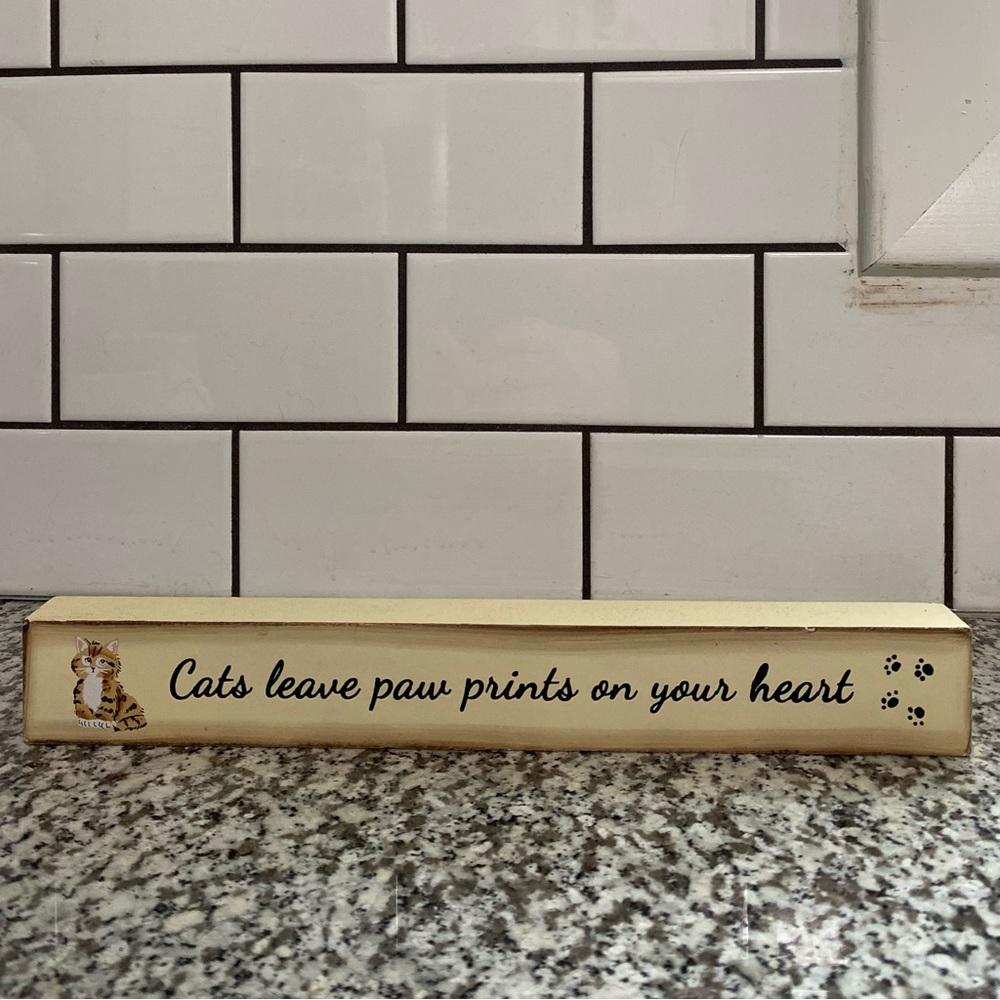 Handpainted Cat Decor Wood Block Sign